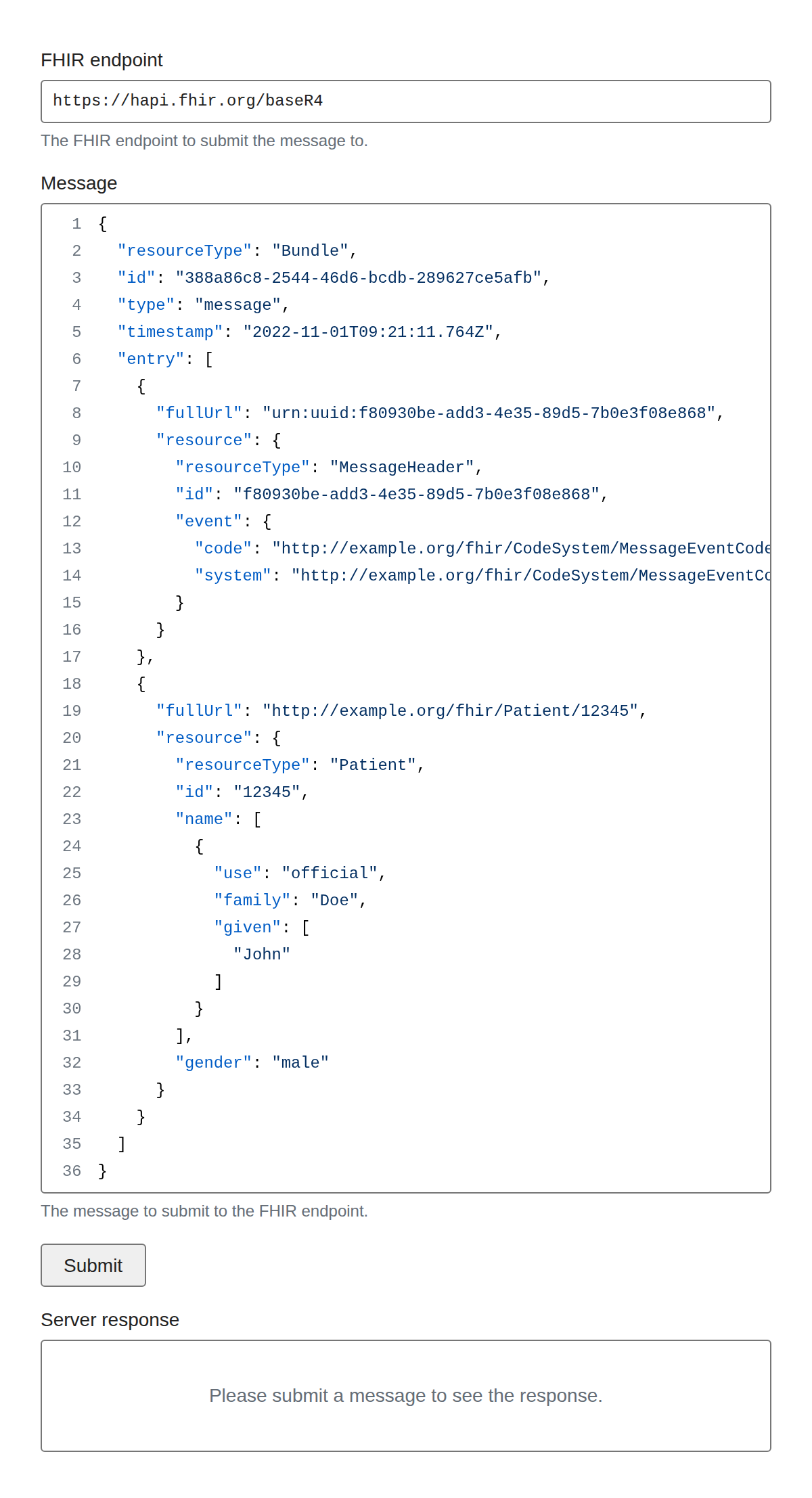 FHIR Message Sender