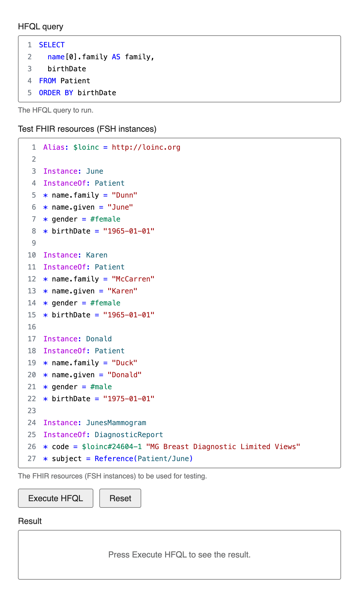 HFQL Playground