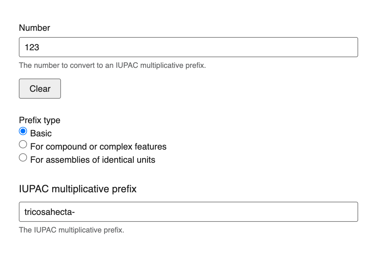 IUPAC Multiplicative Prefix Generator