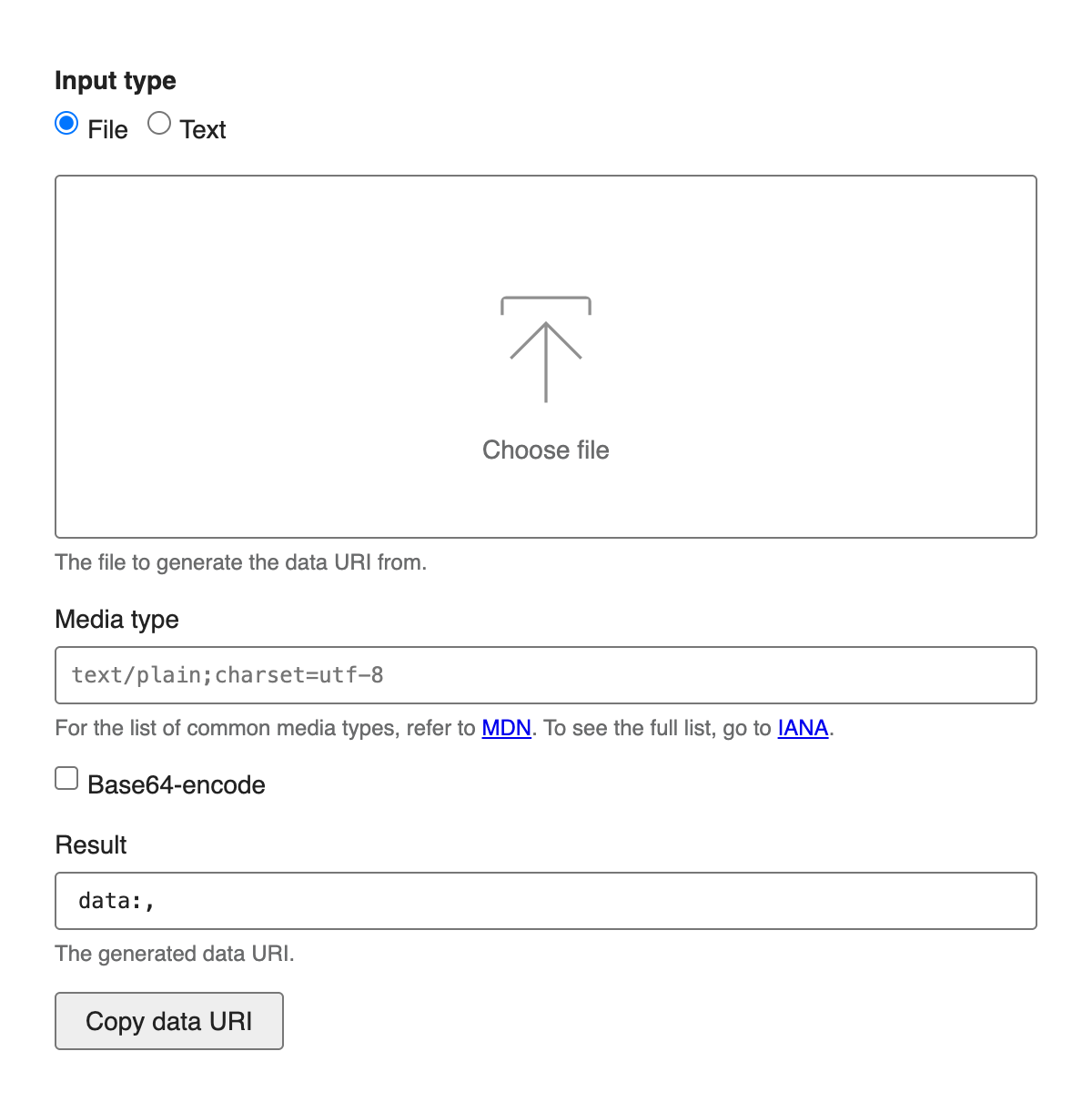 Data URI Generator