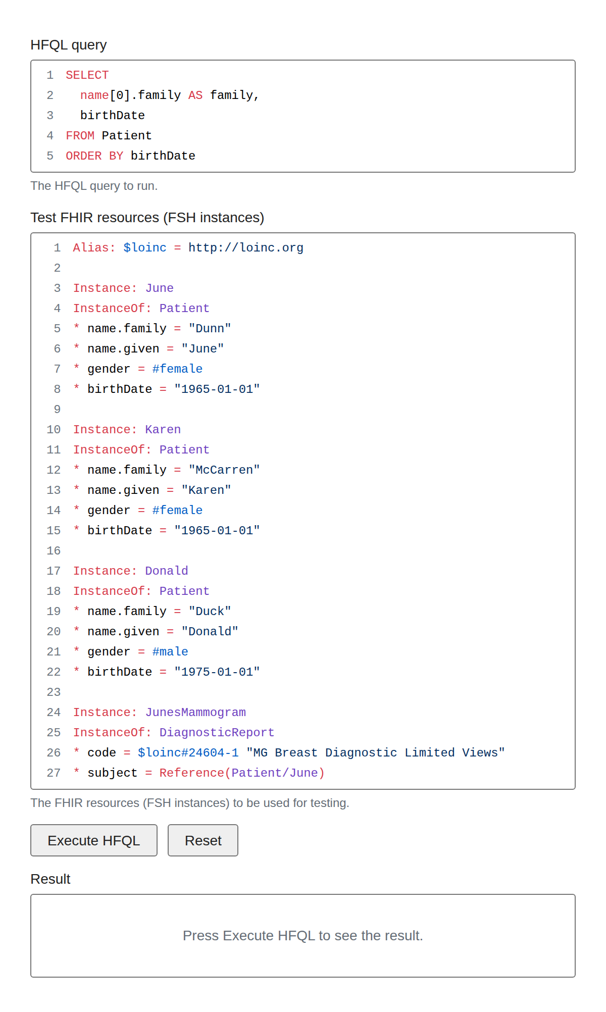HFQL Playground